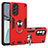 Funda Bumper Silicona y Plastico Mate Carcasa con Magnetico Anillo de dedo Soporte YB1 para Motorola Moto G62 5G Rojo