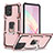 Funda Bumper Silicona y Plastico Mate Carcasa con Magnetico Anillo de dedo Soporte YF1 para Samsung Galaxy A91 Oro Rosa