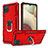 Funda Bumper Silicona y Plastico Mate Carcasa con Magnetico Anillo de dedo Soporte YF1 para Samsung Galaxy F12 Rojo