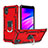 Funda Bumper Silicona y Plastico Mate Carcasa con Magnetico Anillo de dedo Soporte YF1 para Samsung Galaxy M01 Core Rojo