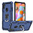 Funda Bumper Silicona y Plastico Mate Carcasa con Magnetico Anillo de dedo Soporte YF1 para Samsung Galaxy M11 Azul