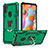 Funda Bumper Silicona y Plastico Mate Carcasa con Magnetico Anillo de dedo Soporte YF1 para Samsung Galaxy M11 Verde