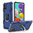 Funda Bumper Silicona y Plastico Mate Carcasa con Magnetico Anillo de dedo Soporte YF1 para Samsung Galaxy M40S Azul