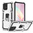 Funda Bumper Silicona y Plastico Mate Carcasa con Magnetico Anillo de dedo Soporte YF1 para Samsung Galaxy M80S Plata