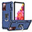 Funda Bumper Silicona y Plastico Mate Carcasa con Magnetico Anillo de dedo Soporte YF1 para Samsung Galaxy S20 FE 4G Azul