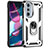 Funda Bumper Silicona y Plastico Mate Carcasa con Magnetico Anillo de dedo Soporte Z01 para Motorola Moto Edge 30 Pro 5G Plata