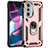 Funda Bumper Silicona y Plastico Mate Carcasa con Magnetico Anillo de dedo Soporte Z01 para Motorola Moto Edge Plus (2022) 5G Oro Rosa