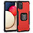 Funda Bumper Silicona y Plastico Mate Carcasa con Magnetico Anillo de dedo Soporte ZJ1 para Samsung Galaxy A03s Rojo