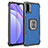 Funda Bumper Silicona y Plastico Mate Carcasa con Magnetico Anillo de dedo Soporte ZJ2 para Xiaomi Redmi 9 Power Azul