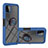 Funda Bumper Silicona y Plastico Mate Carcasa con Magnetico Anillo de dedo Soporte ZJ5 para Samsung Galaxy A22 5G Azul