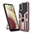 Funda Bumper Silicona y Plastico Mate Carcasa con Magnetico Anillo de dedo Soporte ZL1 para Samsung Galaxy M02s Oro Rosa