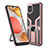 Funda Bumper Silicona y Plastico Mate Carcasa con Magnetico Anillo de dedo Soporte ZL1 para Samsung Galaxy M12 Oro Rosa