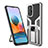 Funda Bumper Silicona y Plastico Mate Carcasa con Magnetico Anillo de dedo Soporte ZL1 para Xiaomi Redmi Note 10 Pro 4G Plata