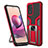 Funda Bumper Silicona y Plastico Mate Carcasa con Magnetico Anillo de dedo Soporte ZL1 para Xiaomi Redmi Note 11 SE India 4G Rojo