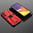 Funda Bumper Silicona y Plastico Mate Carcasa con Magnetico Soporte A01 para Samsung Galaxy S21 FE 5G Rojo