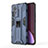 Funda Bumper Silicona y Plastico Mate Carcasa con Magnetico Soporte A02 para Xiaomi Mi 12 5G Azul