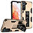 Funda Bumper Silicona y Plastico Mate Carcasa con Magnetico Soporte A04 para Samsung Galaxy S21 FE 5G Oro