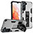 Funda Bumper Silicona y Plastico Mate Carcasa con Magnetico Soporte A04 para Samsung Galaxy S21 FE 5G Plata