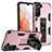 Funda Bumper Silicona y Plastico Mate Carcasa con Magnetico Soporte A04 para Samsung Galaxy S22 Plus 5G Oro Rosa