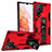 Funda Bumper Silicona y Plastico Mate Carcasa con Magnetico Soporte A04 para Samsung Galaxy S22 Ultra 5G Rojo