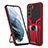 Funda Bumper Silicona y Plastico Mate Carcasa con Magnetico Soporte A05 para Samsung Galaxy S22 Plus 5G Rojo