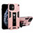 Funda Bumper Silicona y Plastico Mate Carcasa con Magnetico Soporte H01 para Apple iPhone 12 Rosa