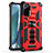 Funda Bumper Silicona y Plastico Mate Carcasa con Magnetico Soporte H01 para Samsung Galaxy Note 20 5G Rojo