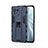 Funda Bumper Silicona y Plastico Mate Carcasa con Magnetico Soporte H02 para Xiaomi Mi 11 Lite 5G Azul