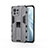 Funda Bumper Silicona y Plastico Mate Carcasa con Magnetico Soporte H02 para Xiaomi Mi 11 Lite 5G Gris