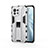 Funda Bumper Silicona y Plastico Mate Carcasa con Magnetico Soporte H02 para Xiaomi Mi 11 Lite 5G NE Plata