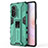 Funda Bumper Silicona y Plastico Mate Carcasa con Magnetico Soporte KC1 para Huawei Honor 50 SE 5G Verde