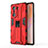 Funda Bumper Silicona y Plastico Mate Carcasa con Magnetico Soporte KC1 para Huawei Honor 60 Pro 5G Rojo