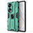 Funda Bumper Silicona y Plastico Mate Carcasa con Magnetico Soporte KC1 para Huawei Honor 70 5G Verde