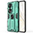 Funda Bumper Silicona y Plastico Mate Carcasa con Magnetico Soporte KC1 para Huawei Honor 70 Pro+ Plus 5G Verde