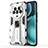 Funda Bumper Silicona y Plastico Mate Carcasa con Magnetico Soporte KC1 para Huawei Honor Magic4 5G Plata