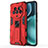 Funda Bumper Silicona y Plastico Mate Carcasa con Magnetico Soporte KC1 para Huawei Honor Magic4 5G Rojo