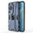 Funda Bumper Silicona y Plastico Mate Carcasa con Magnetico Soporte KC1 para Huawei P60 Art Azul