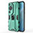 Funda Bumper Silicona y Plastico Mate Carcasa con Magnetico Soporte KC1 para Huawei P60 Art Verde