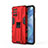 Funda Bumper Silicona y Plastico Mate Carcasa con Magnetico Soporte KC1 para OnePlus 9R 5G Rojo