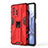 Funda Bumper Silicona y Plastico Mate Carcasa con Magnetico Soporte KC1 para Xiaomi Mi 11T 5G Rojo