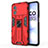 Funda Bumper Silicona y Plastico Mate Carcasa con Magnetico Soporte KC1 para Xiaomi Poco M4 5G Rojo