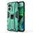 Funda Bumper Silicona y Plastico Mate Carcasa con Magnetico Soporte KC1 para Xiaomi Redmi 10 5G Verde