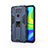 Funda Bumper Silicona y Plastico Mate Carcasa con Magnetico Soporte KC1 para Xiaomi Redmi 10X 4G Azul