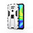 Funda Bumper Silicona y Plastico Mate Carcasa con Magnetico Soporte KC1 para Xiaomi Redmi 10X 4G Plata