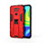 Funda Bumper Silicona y Plastico Mate Carcasa con Magnetico Soporte KC1 para Xiaomi Redmi 10X 4G Rojo