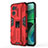 Funda Bumper Silicona y Plastico Mate Carcasa con Magnetico Soporte KC1 para Xiaomi Redmi 11 Prime 5G Rojo