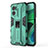 Funda Bumper Silicona y Plastico Mate Carcasa con Magnetico Soporte KC1 para Xiaomi Redmi 11 Prime 5G Verde