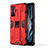 Funda Bumper Silicona y Plastico Mate Carcasa con Magnetico Soporte KC1 para Xiaomi Redmi K50 Gaming 5G Rojo