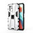 Funda Bumper Silicona y Plastico Mate Carcasa con Magnetico Soporte KC1 para Xiaomi Redmi Note 10 Pro 5G Plata
