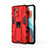 Funda Bumper Silicona y Plastico Mate Carcasa con Magnetico Soporte KC1 para Xiaomi Redmi Note 10 Pro 5G Rojo